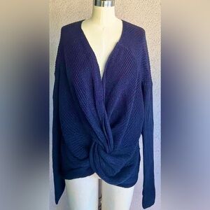 Navy Blue Twist Front Sweater